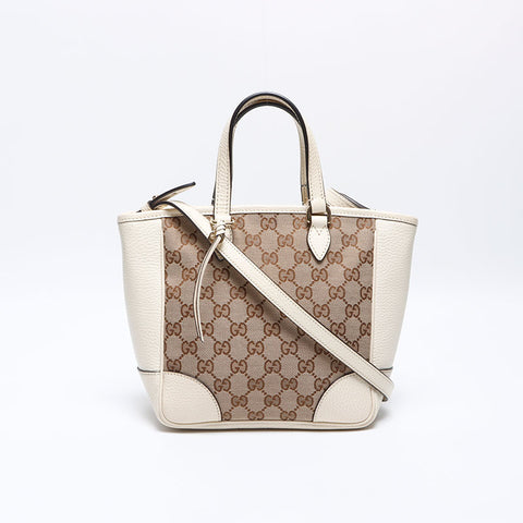 GUCCI Leather x GG canvas 2way Shoulder Bag white WS13943