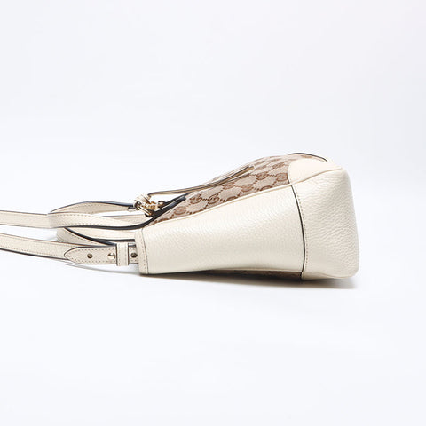 GUCCI Leather x GG canvas 2way Shoulder Bag white WS13943