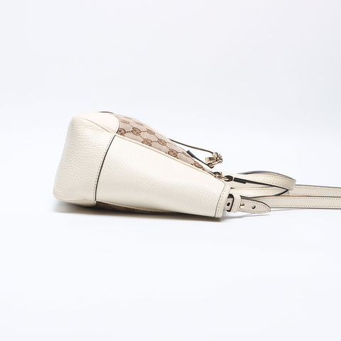 GUCCI Leather x GG canvas 2way Shoulder Bag white WS13943
