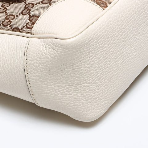 GUCCI Leather x GG canvas 2way Shoulder Bag white WS13943
