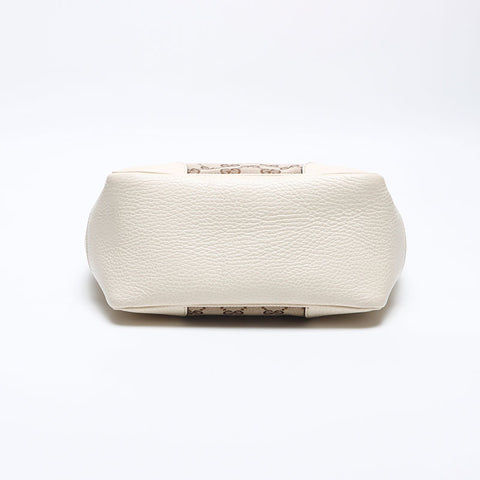 GUCCI Leather x GG canvas 2way Shoulder Bag white WS13943