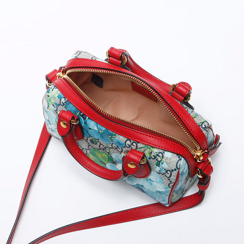 グッチ GUCCI GG ブルームス ミニ ボストン 2way PVC ショルダーバッグ レッド WS13944