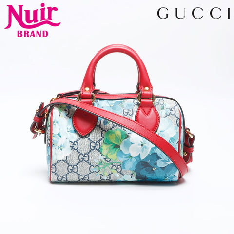 グッチ GUCCI GG ブルームス ミニ ボストン 2way PVC ショルダーバッグ レッド WS13944