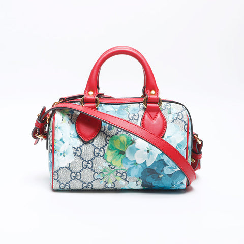 グッチ GUCCI GG ブルームス ミニ ボストン 2way PVC ショルダーバッグ レッド WS13944