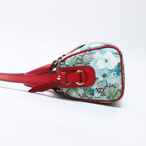 グッチ GUCCI GG ブルームス ミニ ボストン 2way PVC ショルダーバッグ レッド WS13944