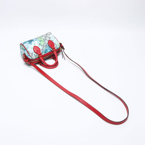 グッチ GUCCI GG ブルームス ミニ ボストン 2way PVC ショルダーバッグ レッド WS13944