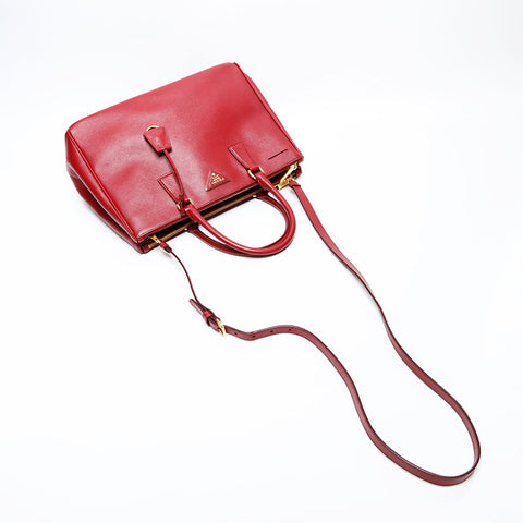 PRADA Galleria Saffiano Leather Shoulder Bag Red WS13946