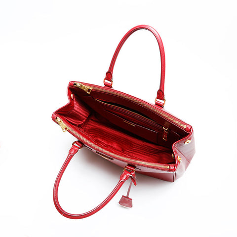 PRADA Galleria Saffiano Leather Shoulder Bag Red WS13946