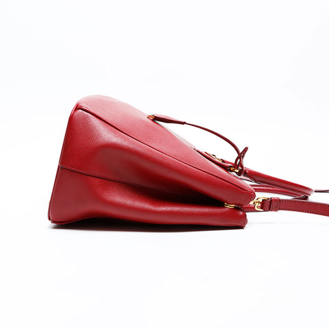 PRADA Galleria Saffiano Leather Shoulder Bag Red WS13946