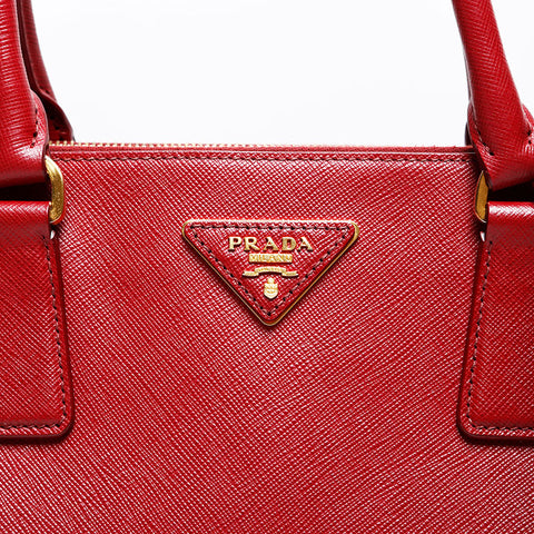 PRADA Galleria Saffiano Leather Shoulder Bag Red WS13946