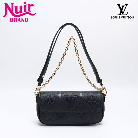 Louis Vuitton Brieftasche auf der Kette Ivy Monogramm Emplant Umhängetasche Schwarz WS13947