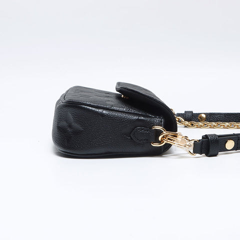 路易·威登（Louis Vuitton）钱包上的链条常春藤会标emogram肩袋黑色WS13947