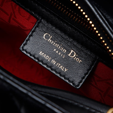クリスチャンディオール Christian Dior レディー ディオール ミディアム ラムスキン ショルダーバッグ ブラック WS13949