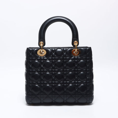 クリスチャンディオール Christian Dior レディー ディオール ミディアム ラムスキン ショルダーバッグ ブラック WS13949