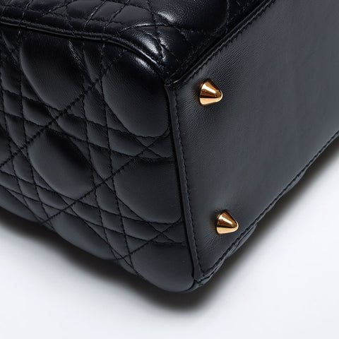 クリスチャンディオール Christian Dior レディー ディオール ミディアム ラムスキン ショルダーバッグ ブラック WS13949