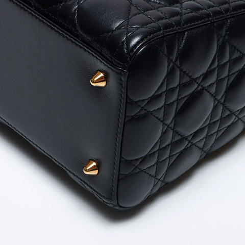 クリスチャンディオール Christian Dior レディー ディオール ミディアム ラムスキン ショルダーバッグ ブラック WS13949