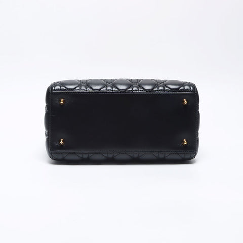 クリスチャンディオール Christian Dior レディー ディオール ミディアム ラムスキン ショルダーバッグ ブラック WS13949