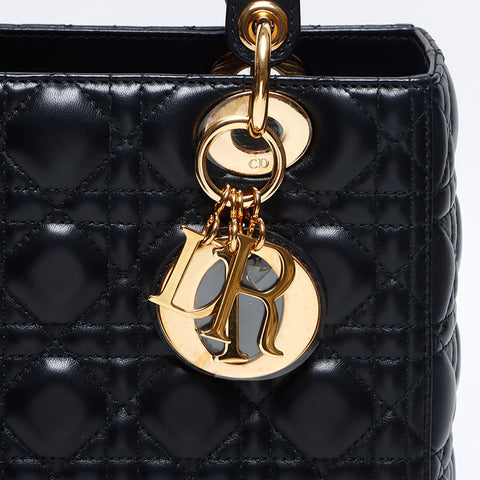 クリスチャンディオール Christian Dior レディー ディオール ミディアム ラムスキン ショルダーバッグ ブラック WS13949