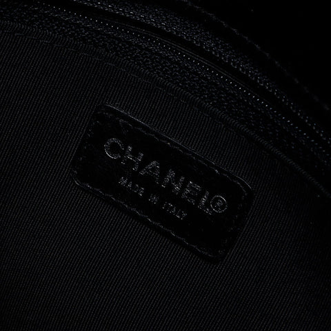 シャネル CHANEL 2001-2002 サテン チョコバー 7番台 ショルダーバッグ ネイビー WS13954