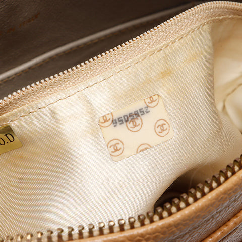 CHANEL Caviar Skin COCO Mark Chain 9th Series 2004-2005 Shoulder Bag beige WS13962