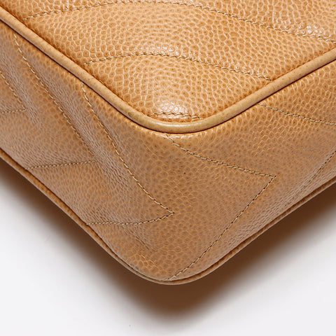 CHANEL Caviar Skin COCO Mark Chain 9th Series 2004-2005 Shoulder Bag beige WS13962