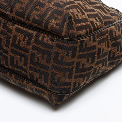 フェンディ FENDI ズッカ キャンバス パテントレザー ハンドバッグ ブラウン WS13966