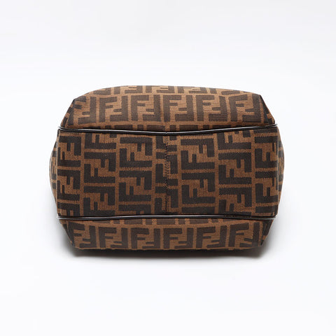 フェンディ FENDI ズッカ キャンバス パテントレザー ハンドバッグ ブラウン WS13966