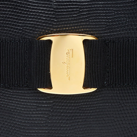 Salvatore Ferragamo Vara embossed leather Shoulder Bag black WS13968