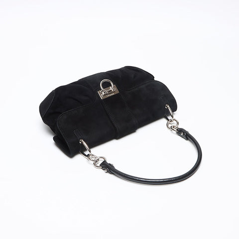 Salvatore Ferragamo Suede Gancini Shoulder Bag black WS13969