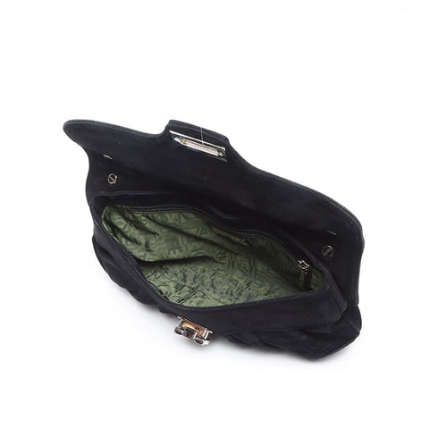 Salvatore Ferragamo Suede Gancini Shoulder Bag black WS13969