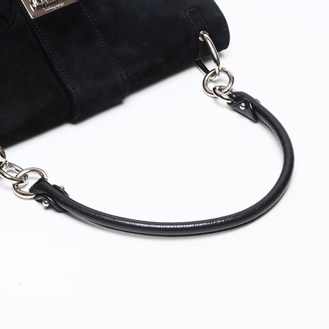 Salvatore Ferragamo Suede Gancini Shoulder Bag black WS13969