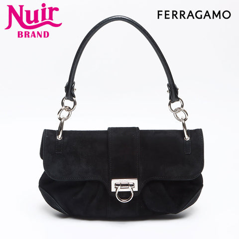 Salvatore Ferragamo Suede Gancini Shoulder Bag black WS13969