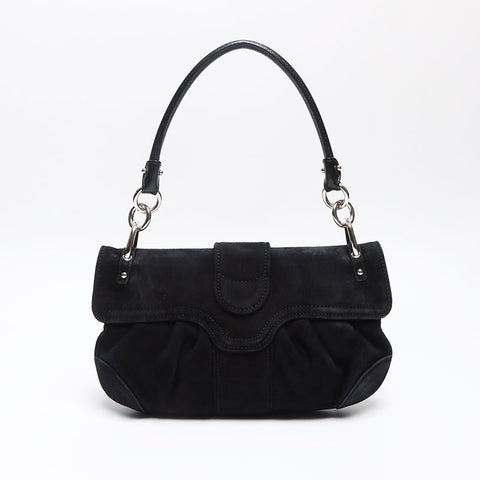 Salvatore Ferragamo Suede Gancini Shoulder Bag black WS13969