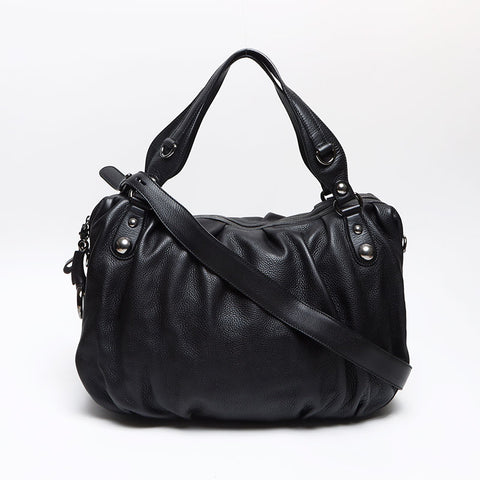 GUCCI Leather Horsebit Chain Shoulder Bag black WS13971