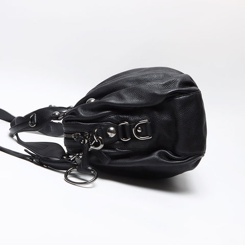 GUCCI Leather Horsebit Chain Shoulder Bag black WS13971