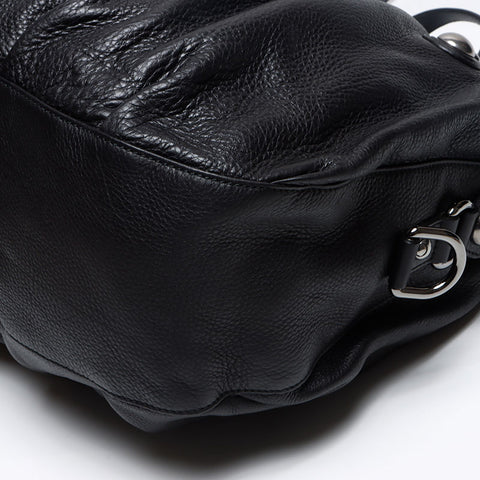 GUCCI Leather Horsebit Chain Shoulder Bag black WS13971