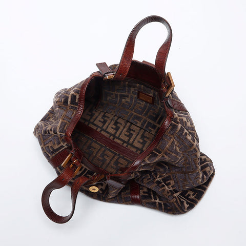 フェンディ FENDI ズッカ ベロア マンマ トートバッグ ブラウン WS13973