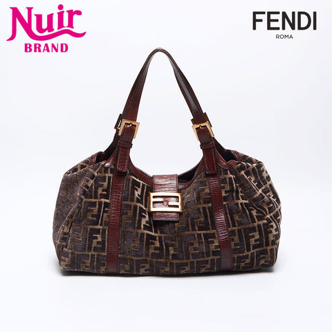 フェンディ FENDI ズッカ ベロア マンマ トートバッグ ブラウン WS13973