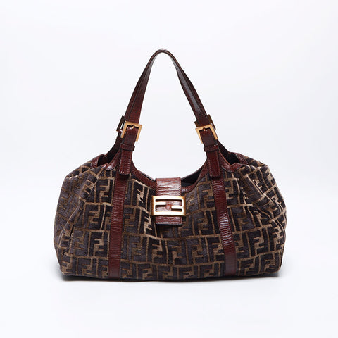 フェンディ FENDI ズッカ ベロア マンマ トートバッグ ブラウン WS13973