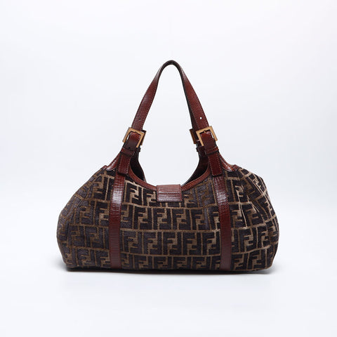 フェンディ FENDI ズッカ ベロア マンマ トートバッグ ブラウン WS13973