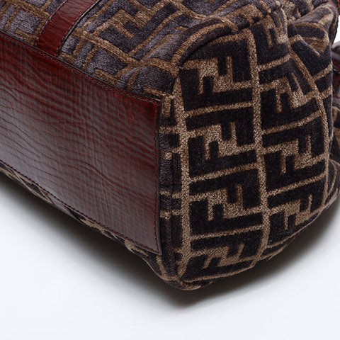 フェンディ FENDI ズッカ ベロア マンマ トートバッグ ブラウン WS13973