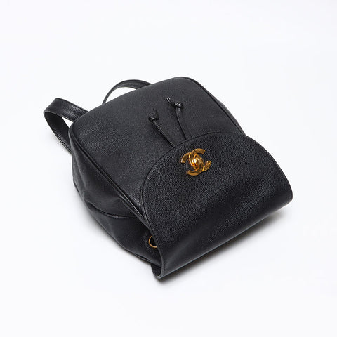 CHANEL Cambiaskin COCO Mark Turnlock 1999-2000 Backpack Â· Daypack black WS13975