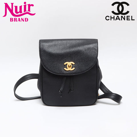 シャネル CHANEL キャンビアスキン ココマーク ターンロック 1999-2000 リュック・デイパック ブラック WS13975