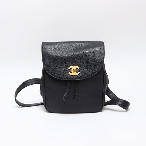 CHANEL Cambiaskin COCO Mark Turnlock 1999-2000 Backpack Â· Daypack black WS13975
