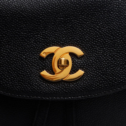 CHANEL Cambiaskin COCO Mark Turnlock 1999-2000 Backpack Â· Daypack black WS13975