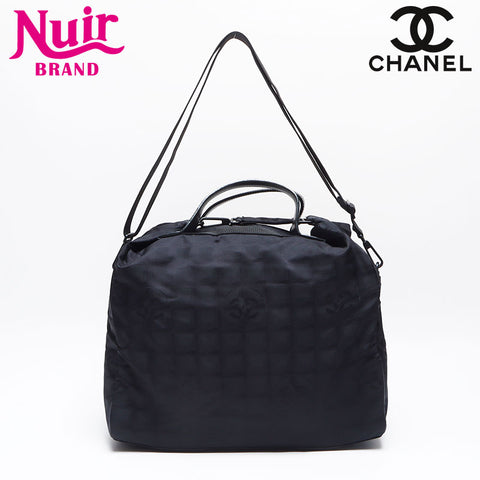 Chanel Chanel 7th Nylon 2001-2002 Nouvelle ligne de voyage Boston Sac noir WS13976