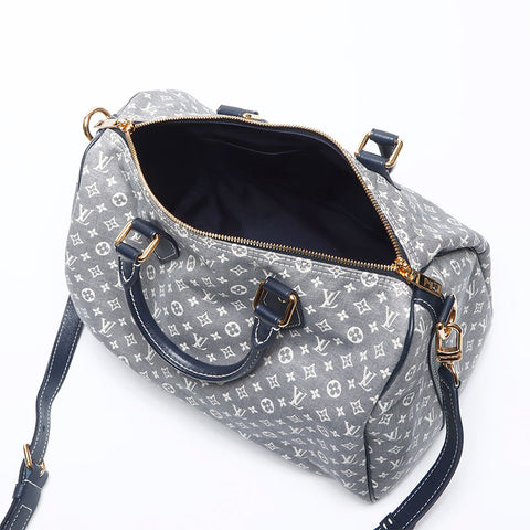 Louis Vuitton Louis Vuitton 2009 Canvas Monogram Speedy Bandoliere Boston Bag Navy WS13978