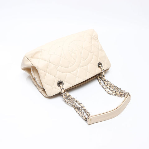 CHANEL 2011-2012 Caviar Skin COCO Mark Shoulder Bag beige WS13979