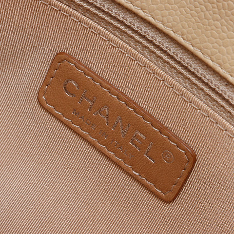 CHANEL 2011-2012 Caviar Skin COCO Mark Shoulder Bag beige WS13979