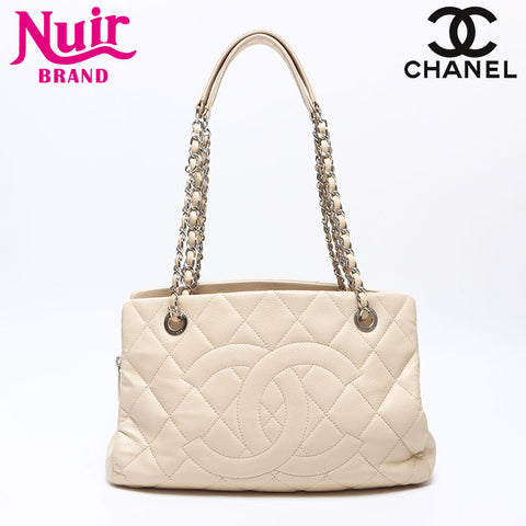 CHANEL 2011-2012 Caviar Skin COCO Mark Shoulder Bag beige WS13979